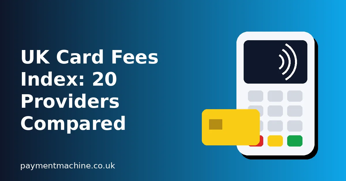 Illustrated league table of card machine providers with coloured bars showing monthly fees